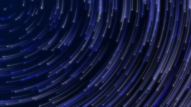 Blue Star Trails with Curved Glowing Light Streaks and Sparkling Stars Animation