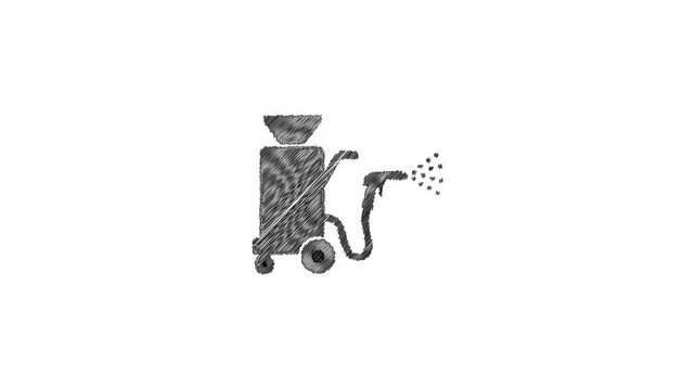 Animated paint sprayer equipment icon drawing on white background