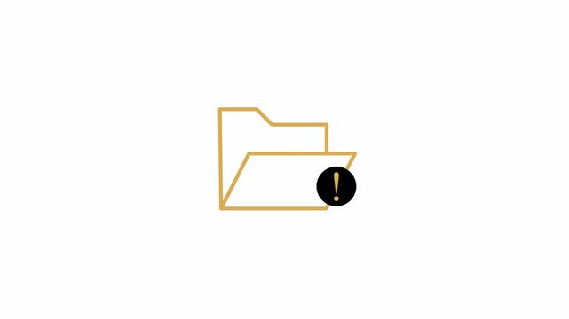 File access failed, missing data, storage issue ,Folder icon animation 4K Transparent Background, Data Loss Notification Motion Graphic ,Alpha Channel