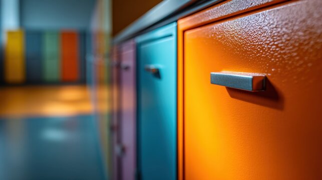 Colorful lockers in a modern space