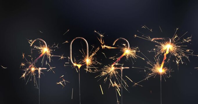burning sparklers 2027 year isolated on blurred dark background for new years eve, digital happy new year greeting card