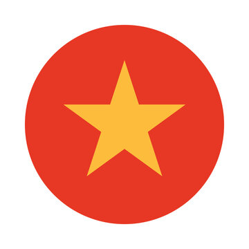 Isolated Vietnam round icon featuring a yellow star on a red background vector illustration