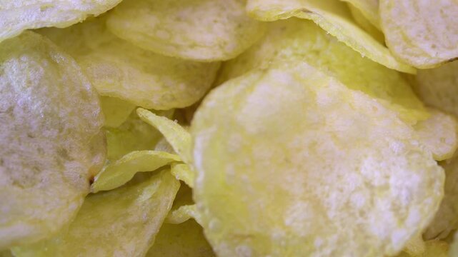 Thin Potato Chips Showing Irregular Shapes and Surface Texture