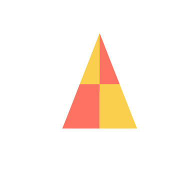 Triangle divided into four colored quadrants
