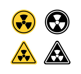 Radioactive hazard warning signs nuclear icon nuclear energy icon set © DewiAyu