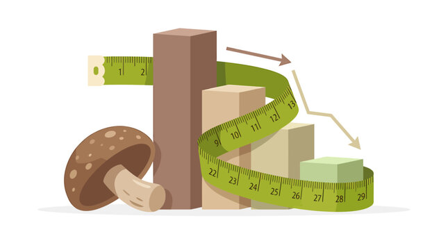 Green Measuring Tape Bar Graph with Brown Mushroom