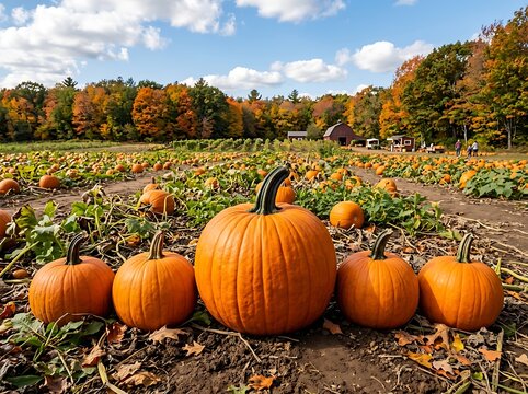 pumpkin patch on a sunny fall day , Fall And Autumn Season, Halloween, Thanksgiving