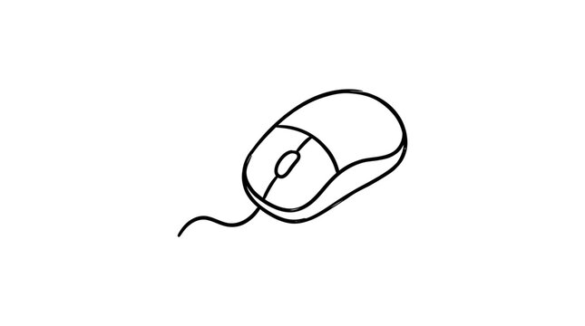 Simple Line Art Illustration of a Computer Mouse