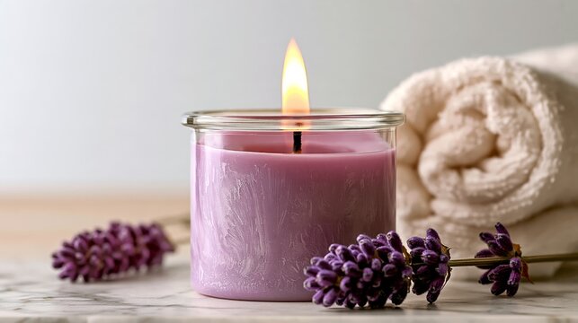 Burning scented candle looking relaxed, whimsical home decor
