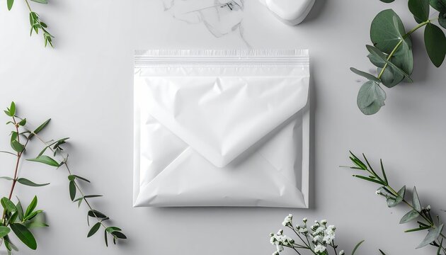 White padded bubble envelope on a clean packaging workspace