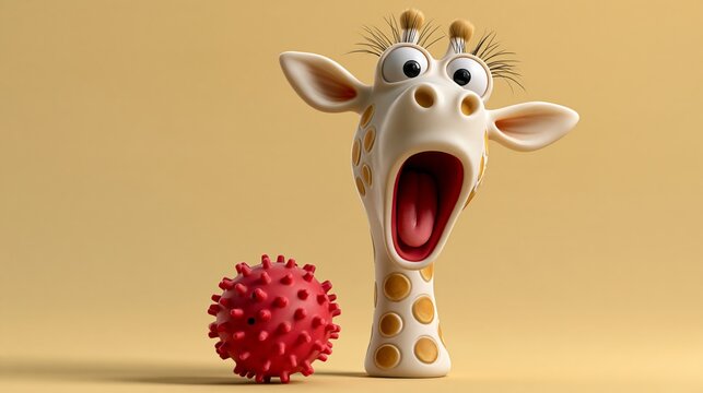 Proud squeaky toy with tiny smile, humorous pet toy photo