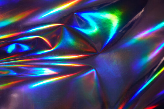 Holographic foil showing vibrant iridescent rainbow colors