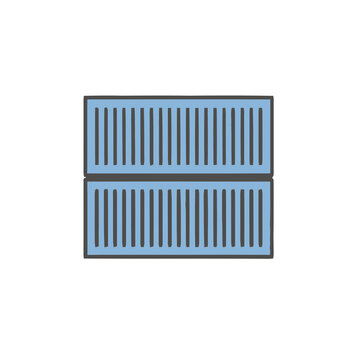 Two stacked shipping containers illustration