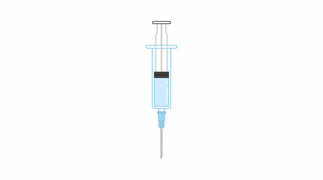 A simple flat vector illustration of a medical syringe for vaccination or injection.