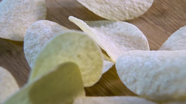 Formed Potato Crisps Showing Repeated Curved Shapes and Texture