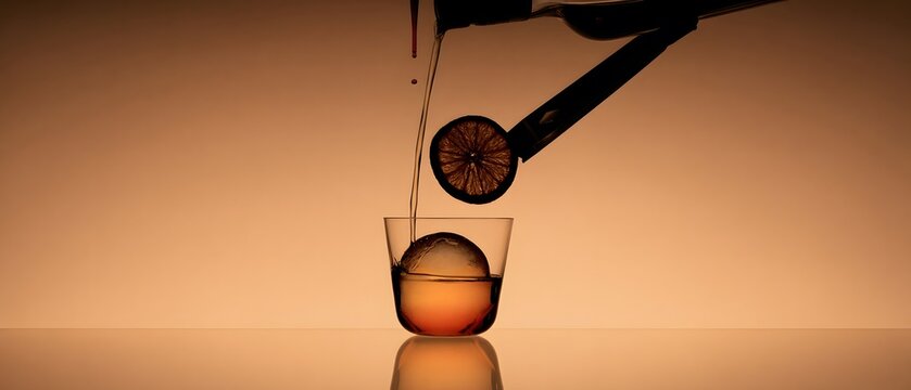 Bartender preparing cocktails or drinks in a dimly lit bar stylishly presented