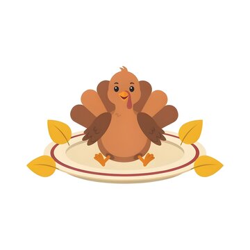 Adorable Thanksgiving Turkey Sitting on Festive Plate