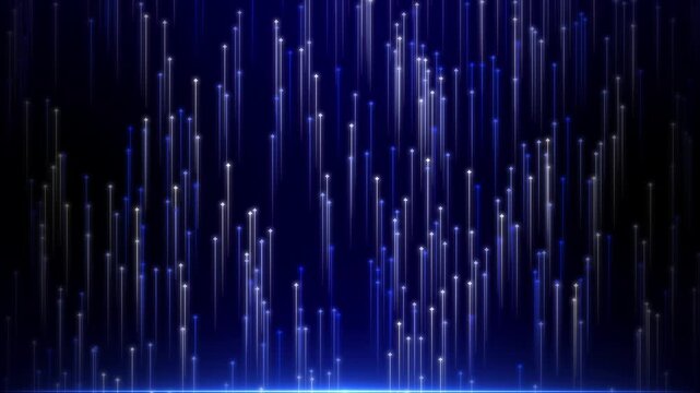 Blue Light Trails and Rising Star Particles Creating Futuristic Digital Background Animation