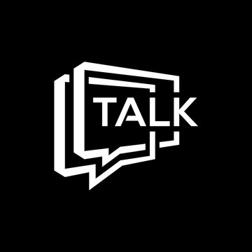 Typography text talk with rectangular box speech bubble logo design
