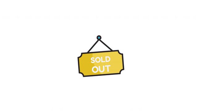 Yellow rectangular sold out sign suitable for promoting outofstock products in ecommerce platforms with a white background and flat design.