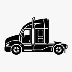 Fototapeta premium Dynamic Black and White Line Drawing of a Semi Truck with Large Trailer and Number 80 Displayed