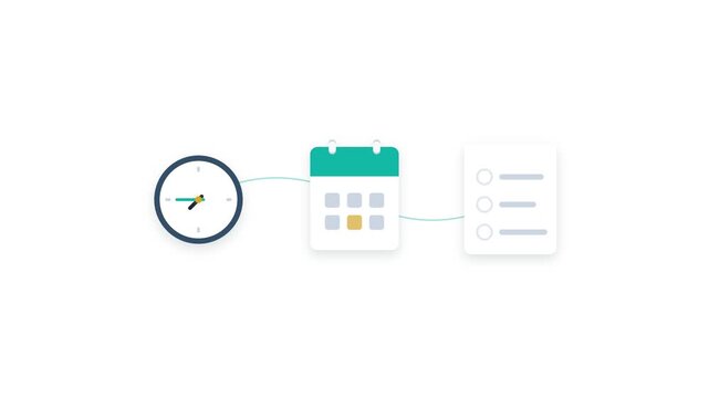 Daily Schedule and Time Management Conceptual Illustration with Clock, Calendar, and Checklist