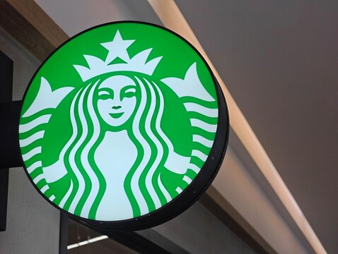 Shanghai,China-Dec.20th 2025: Starbucks brand logo shop sign