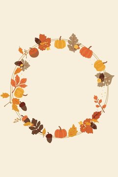 template of autumn greeting card with flat clean shape design
