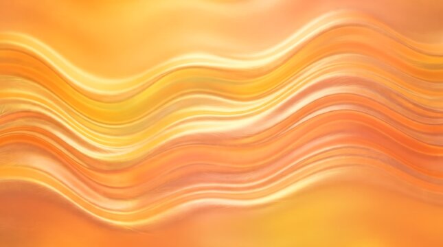 Iridescent foil texture gradient in yellow and orange tones, with a horizontal wave flow pattern, abstract holographic background wallpaper