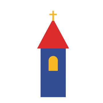 Simple church tower with cross
