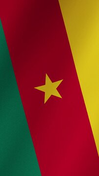 Cameroon national flag waving in the wind