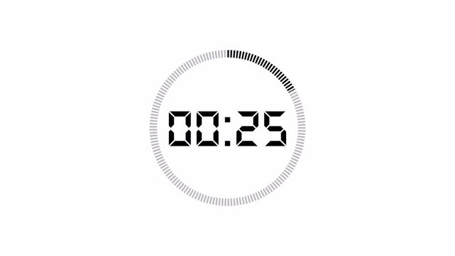 countdown animation from 30 seconds to 0 second with alpha channel, countdown timer animation on transparent background in 4k.
