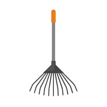Leaf rake with orange handle
