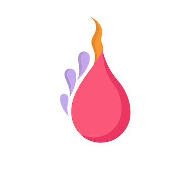 Stylized flame or drop with splashes