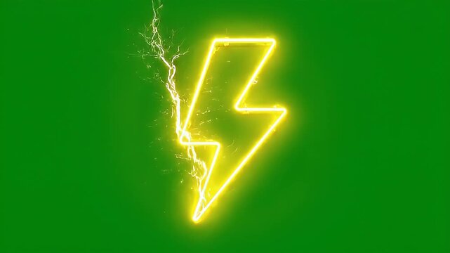 Lightning Bolt Sculpture on Green Background