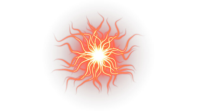 Glowing Orange Abstract Energy Network with Radiating Branches and Bright Central Light, Dynamic Neural and Electric Effect
