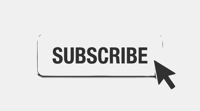 Vector illustration of subscribe button with mouse cursor icon on a transparent background