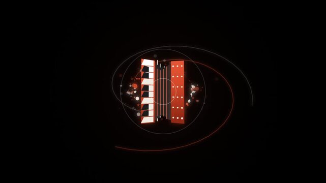 Kinetic accordion soundwave visualization with abstract holographic