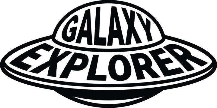 Galaxy Explorer Logo: A retro-style logo featuring a flying saucer with the words GALAXY EXPLORER emblazoned on it.