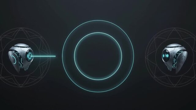 Two AI agents verify each other before exchanging data, visualizing trusted machine identity and secure agent to agent authentication.
