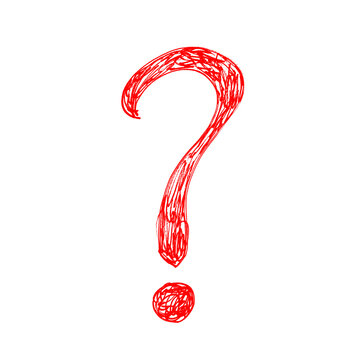 Hand-drawn red scribble style question mark icon