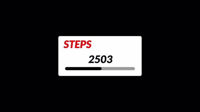 Animated foot steps counter animation in 4k animation five thousand steps counter animated, 0 to 5000 foot steps count on transparent background with alpha channel 