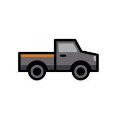 Fototapeta premium Gray pickup truck illustration with orange stripe