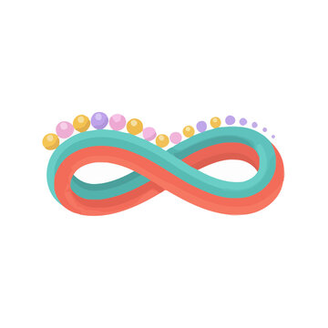 Infinity symbol with colored beads isolated on transparent background