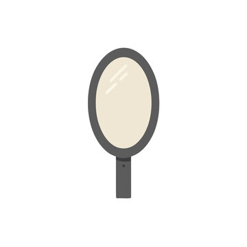 Oval hand mirror with handle