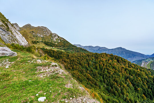 Col d'Aubisque, France. Mountain pass in the French Pyrenees massif, symbol of the Tour de France in Bearn