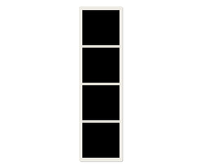 Obraz na płótnie Canvas Photo booth frame template, empty vertical photo strip with four blank dark frames isolated on transparent background
