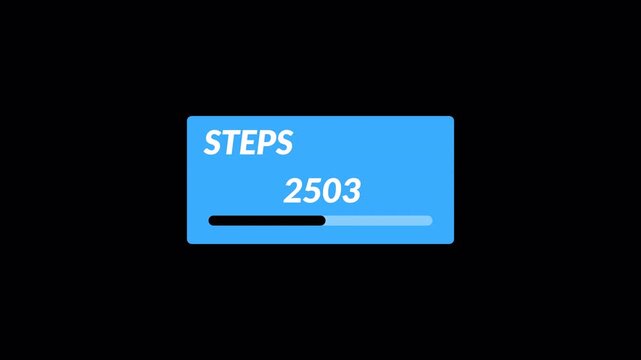Animated foot steps counter animation in 4k animation five thousand steps counter animated, 0 to 5000 foot steps count on transparent background with alpha channel 