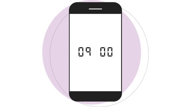 A digital clock on a pastel purple mobile phone displaying the time 09:00 against a white background.