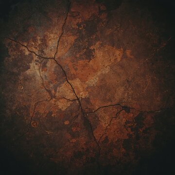 Dark brown cracked concrete texture with weathered surface and deep fissures